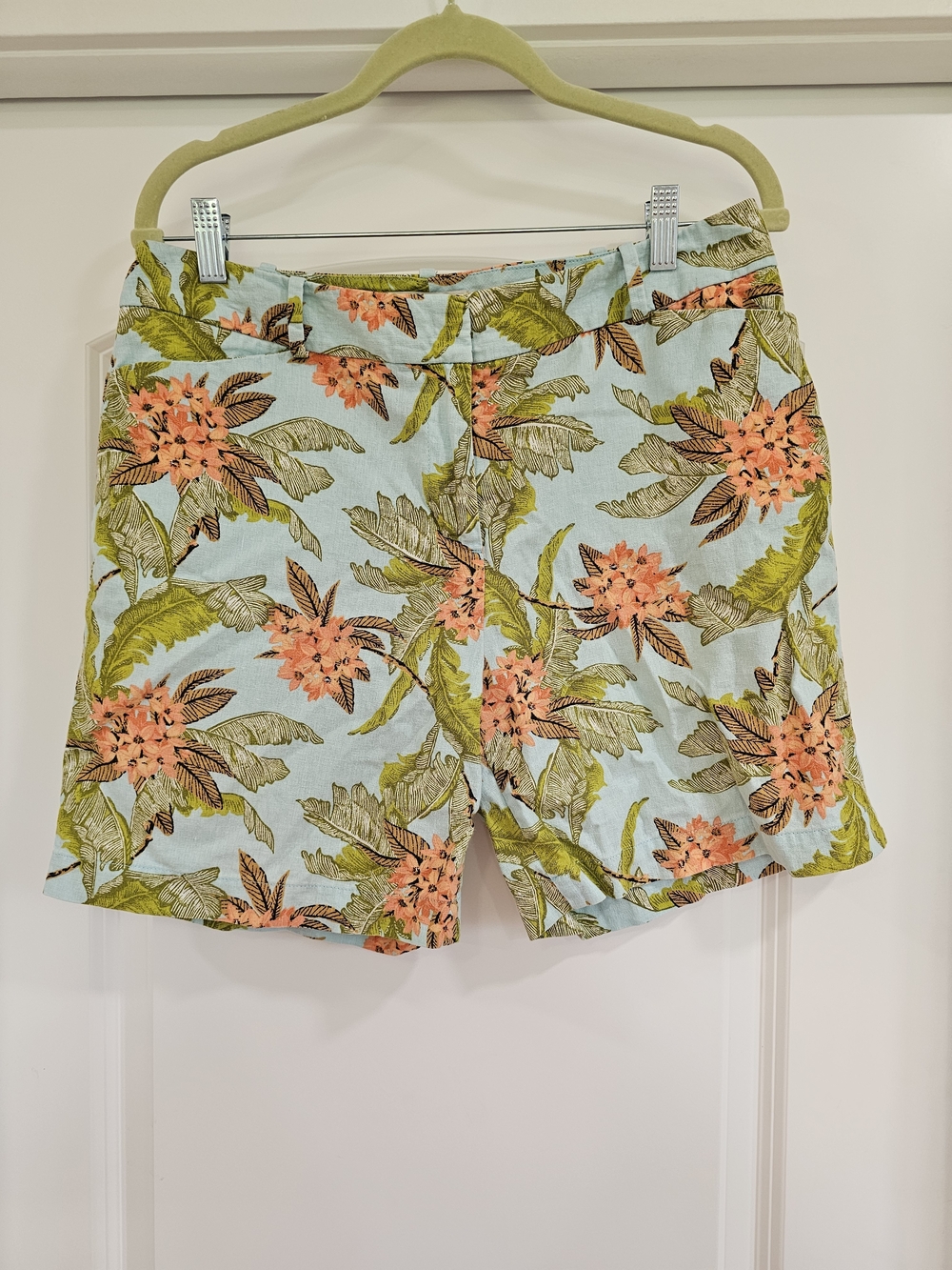 Talbots Shorts Tropical Print Linen Blend  Women Size 10
